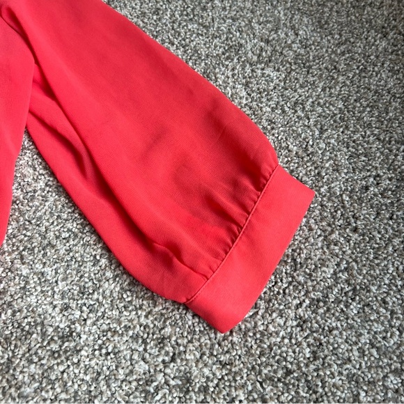 Collective Concepts Sheer Coral Blouse White Embroidered Polka Dots, Size Large - Picture 5 of 9